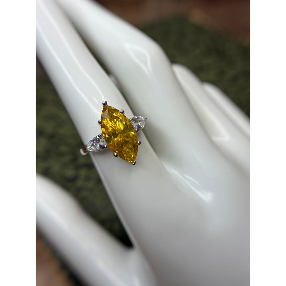 5 Carat Canary Yellow Marquis Cut Moissanite Ring 925 Sterling Silver Size 8